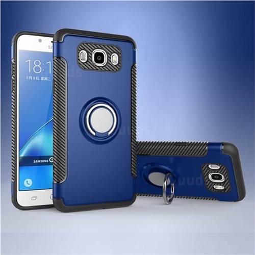 Armor Anti Drop Carbon PC + Silicon Invisible Ring Holder Phone Case for Samsung Galaxy J7 2016 J710 - Sapphire