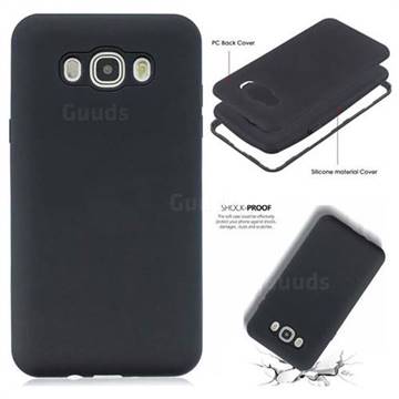 Matte PC + Silicone Shockproof Phone Back Cover Case for Samsung Galaxy J7 2016 J710 - Black