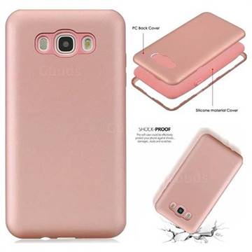 Matte PC + Silicone Shockproof Phone Back Cover Case for Samsung Galaxy J7 2016 J710 - Rose Gold
