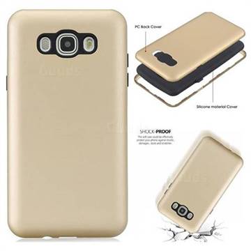 Matte PC + Silicone Shockproof Phone Back Cover Case for Samsung Galaxy J7 2016 J710 - Goldden