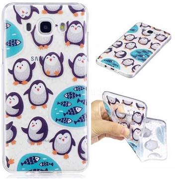 Penguin and Fish Super Clear Soft TPU Back Cover for Samsung Galaxy J7 2016 J710