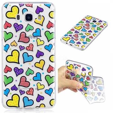 Colored Heart Super Clear Soft TPU Back Cover for Samsung Galaxy J7 2016 J710