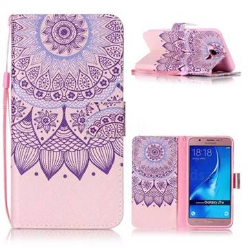 Purple Sunflower Leather Wallet Phone Case for Samsung Galaxy J7 2016 J710