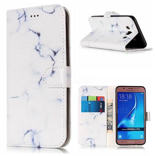 Soft White Marble PU Leather Wallet Case for Samsung Galaxy J7 2016 J710