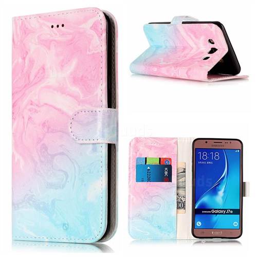 Pink Green Marble PU Leather Wallet Case for Samsung Galaxy J7 2016 J710
