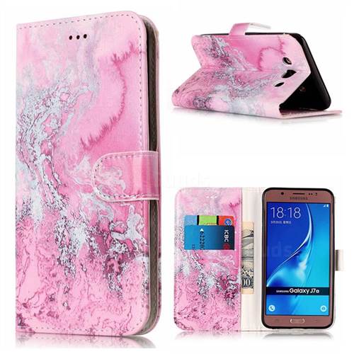 Pink Seawater PU Leather Wallet Case for Samsung Galaxy J7 2016 J710