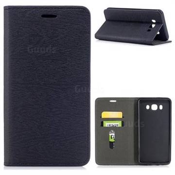 Tree Bark Pattern Automatic suction Leather Wallet Case for Samsung Galaxy J7 2016 J710 - Black
