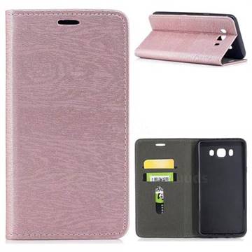 Tree Bark Pattern Automatic suction Leather Wallet Case for Samsung Galaxy J7 2016 J710 - Rose Gold