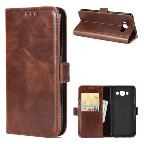 Luxury Crazy Horse PU Leather Wallet Case for Samsung Galaxy J7 2016 J710 - Coffee