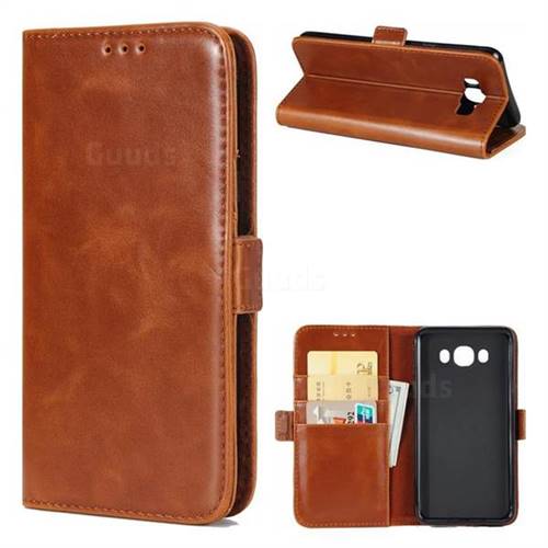 Luxury Crazy Horse PU Leather Wallet Case for Samsung Galaxy J7 2016 J710 - Brown
