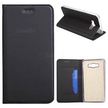 Ultra Slim Automatic Suction Leather Wallet Case for Samsung Galaxy J7 2016 J710 - Black