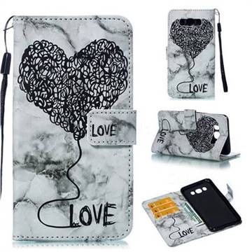 Marble Heart PU Leather Wallet Phone Case for Samsung Galaxy J7 2016 J710 - Black