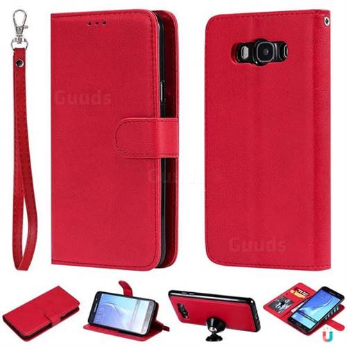 Retro Greek Detachable Magnetic PU Leather Wallet Phone Case for Samsung Galaxy J7 2016 J710 - Red