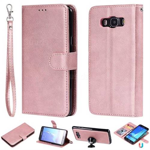Retro Greek Detachable Magnetic PU Leather Wallet Phone Case for Samsung Galaxy J7 2016 J710 - Rose Gold