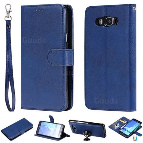 Retro Greek Detachable Magnetic PU Leather Wallet Phone Case for Samsung Galaxy J7 2016 J710 - Blue
