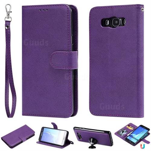 Retro Greek Detachable Magnetic PU Leather Wallet Phone Case for Samsung Galaxy J7 2016 J710 - Purple