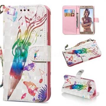 Music Pen 3D Painted Leather Wallet Phone Case for Samsung Galaxy J7 2016 J710