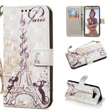 Tower Couple 3D Painted Leather Wallet Phone Case for Samsung Galaxy J7 2016 J710