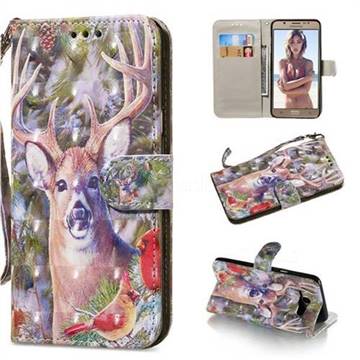 Elk Deer 3D Painted Leather Wallet Phone Case for Samsung Galaxy J7 2016 J710