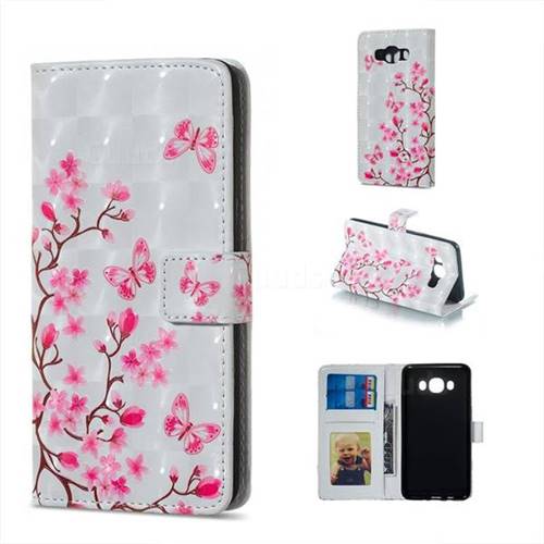 Butterfly Sakura Flower 3D Painted Leather Phone Wallet Case for Samsung Galaxy J7 2016 J710