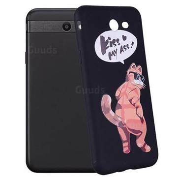 Glasses Cat 3D Embossed Relief Black Soft Back Cover for Samsung Galaxy J7 2017 Halo US Edition