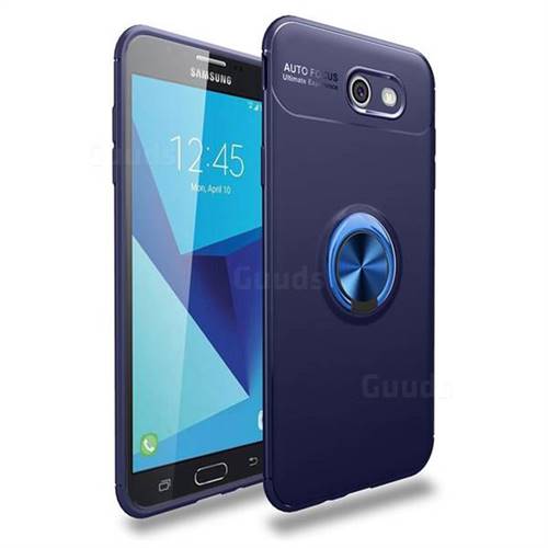 Auto Focus Invisible Ring Holder Soft Phone Case for Samsung Galaxy J7 2017 Halo US Edition - Blue