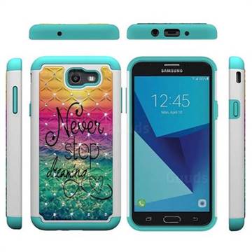 Colorful Dream Catcher Studded Rhinestone Bling Diamond Shock Absorbing Hybrid Defender Rugged Phone Case Cover for Samsung Galaxy J7 2017 Halo US Edition