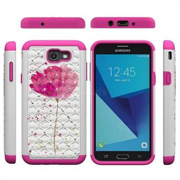 Watercolor Studded Rhinestone Bling Diamond Shock Absorbing Hybrid Defender Rugged Phone Case Cover for Samsung Galaxy J7 2017 Halo US Edition