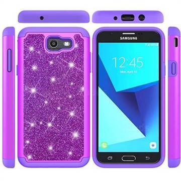 Glitter Rhinestone Bling Shock Absorbing Hybrid Defender Rugged Phone Case Cover for Samsung Galaxy J7 2017 Halo US Edition - Purple