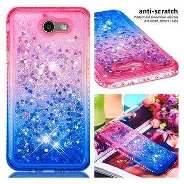 Diamond Frame Liquid Glitter Quicksand Sequins Phone Case for Samsung Galaxy J7 2017 Halo US Edition - Pink Blue