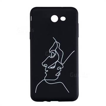 Human Face Stick Figure Matte Black TPU Phone Cover for Samsung Galaxy J7 2017 Halo US Edition
