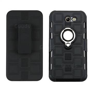 3 in 1 PC + Silicone Leather Phone Case for Samsung Galaxy J7 2017 Halo US Edition - Black