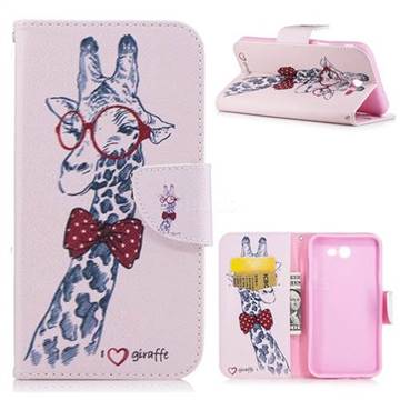 Glasses Giraffe Leather Wallet Case for Samsung Galaxy J7 2017 Halo