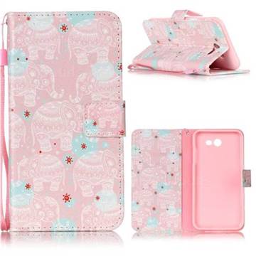 Pink Elephant Leather Wallet Phone Case for Samsung Galaxy J7 2017 Halo