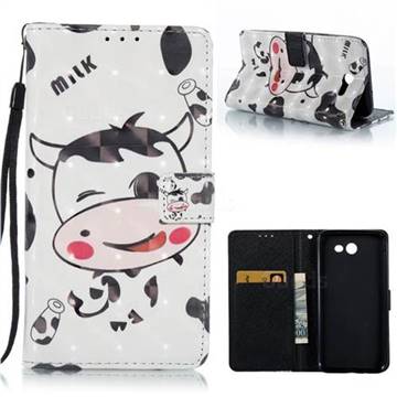 Milk Cow 3D Painted Leather Wallet Case for Samsung Galaxy J7 2017 Halo