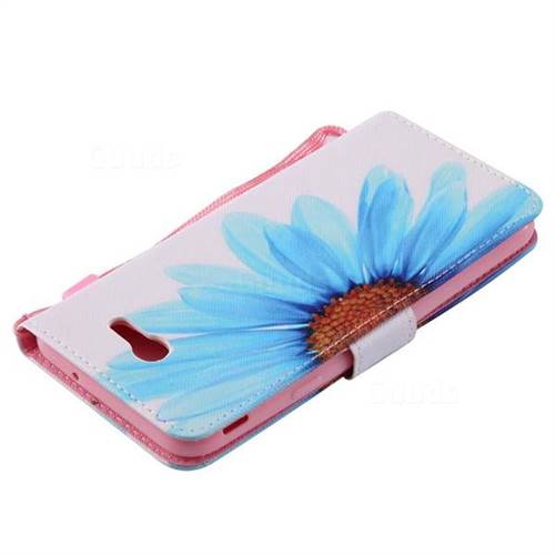 Blue Sunflower PU Leather Wallet Case for Samsung Galaxy J7 Duo