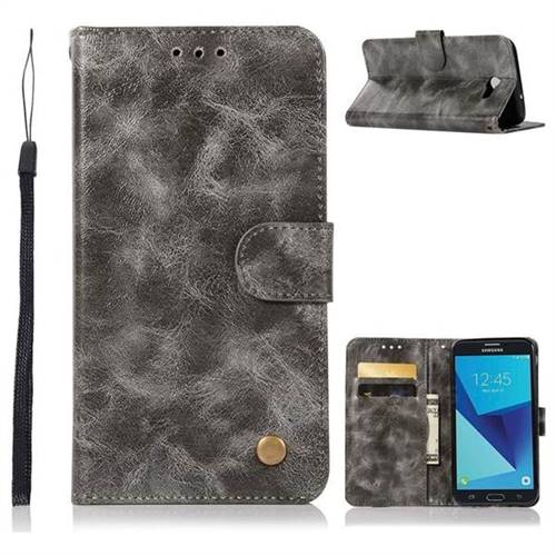 Luxury Retro Leather Wallet Case for Samsung Galaxy J7 2017 Halo US Edition - Gray