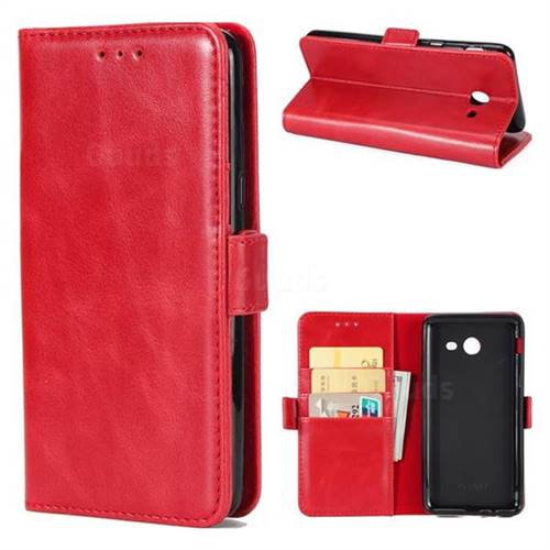 Luxury Crazy Horse PU Leather Wallet Case for Samsung Galaxy J7 2017 Halo US Edition - Red