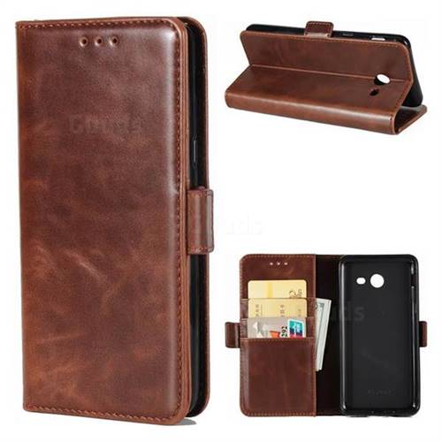 Luxury Crazy Horse PU Leather Wallet Case for Samsung Galaxy J7 2017 Halo US Edition - Coffee