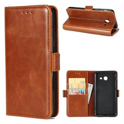 Luxury Crazy Horse PU Leather Wallet Case for Samsung Galaxy J7 2017 Halo US Edition - Brown