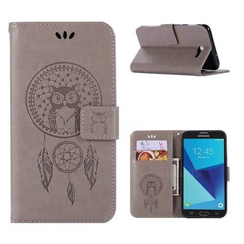 Intricate Embossing Owl Campanula Leather Wallet Case for Samsung Galaxy J7 2017 Halo US Edition - Grey