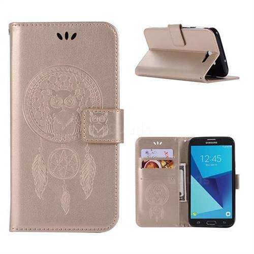 Intricate Embossing Owl Campanula Leather Wallet Case for Samsung Galaxy J7 2017 Halo US Edition - Champagne