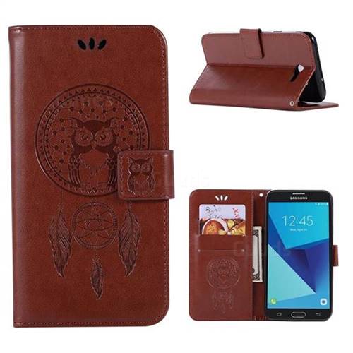 Intricate Embossing Owl Campanula Leather Wallet Case for Samsung Galaxy J7 2017 Halo US Edition - Brown