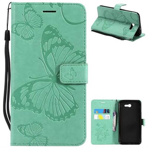 Embossing 3D Butterfly Leather Wallet Case for Samsung Galaxy J7 2017 Halo US Edition - Green