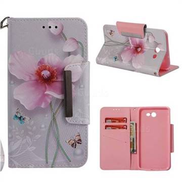 Pearl Flower Big Metal Buckle PU Leather Wallet Phone Case for Samsung Galaxy J7 2017 Halo US Edition