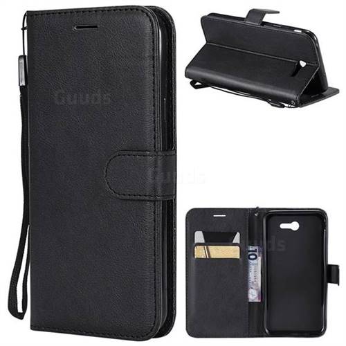 Retro Greek Classic Smooth PU Leather Wallet Phone Case for Samsung Galaxy J7 2017 Halo US Edition - Black