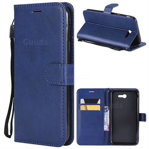 Retro Greek Classic Smooth PU Leather Wallet Phone Case for Samsung Galaxy J7 2017 Halo US Edition - Blue