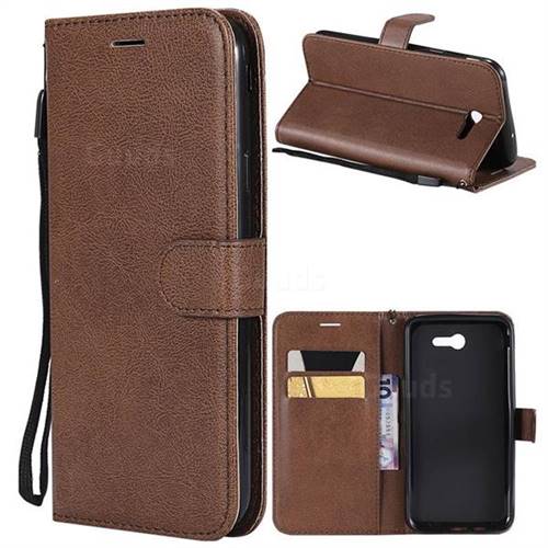 Retro Greek Classic Smooth PU Leather Wallet Phone Case for Samsung Galaxy J7 2017 Halo US Edition - Brown