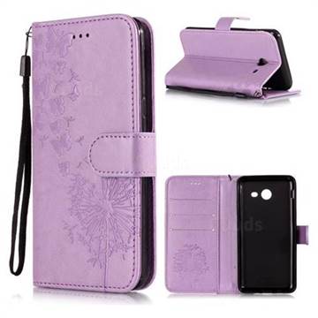 Intricate Embossing Dandelion Butterfly Leather Wallet Case for Samsung Galaxy J7 2017 Halo US Edition - Purple