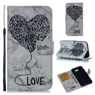 Marble Heart PU Leather Wallet Phone Case for Samsung Galaxy J7 2017 Halo US Edition - Black